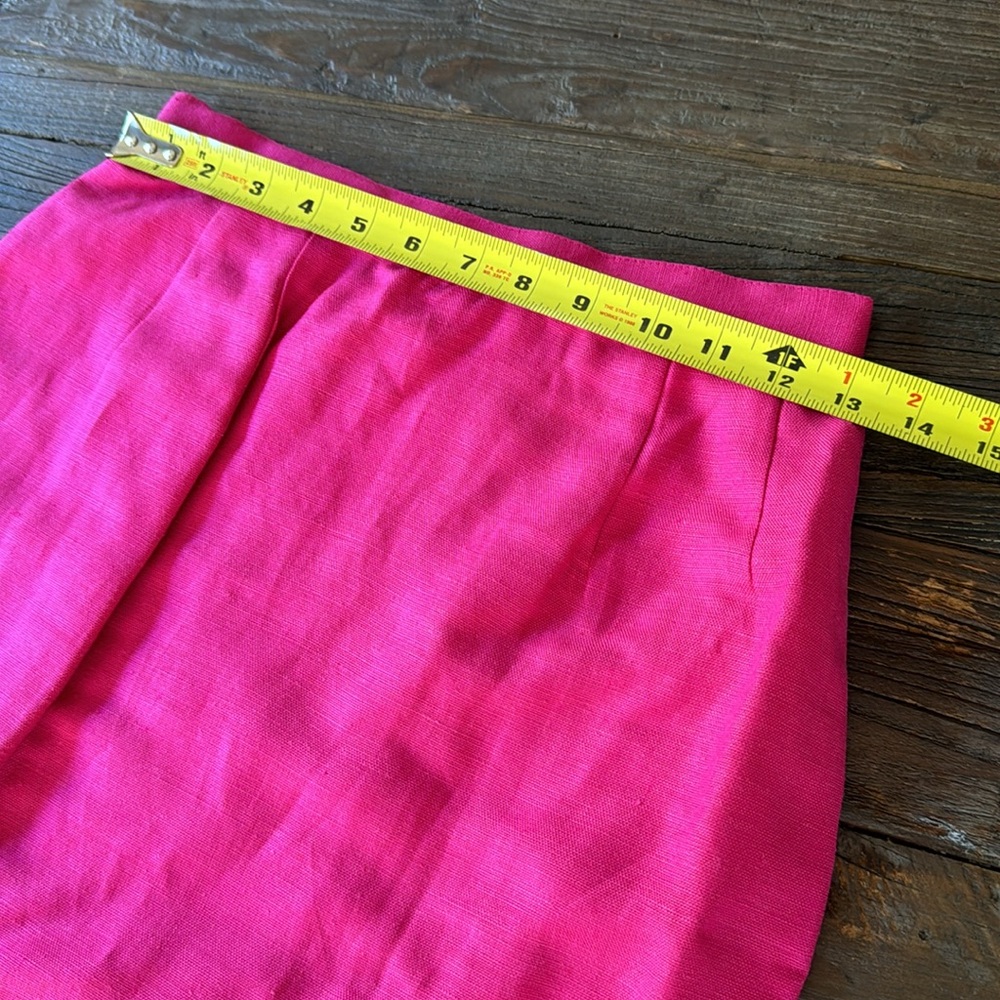 Vintage Gillian 80’s bright pink linen suit set w/original brooch EVC size 6 - Picture 14 of 15